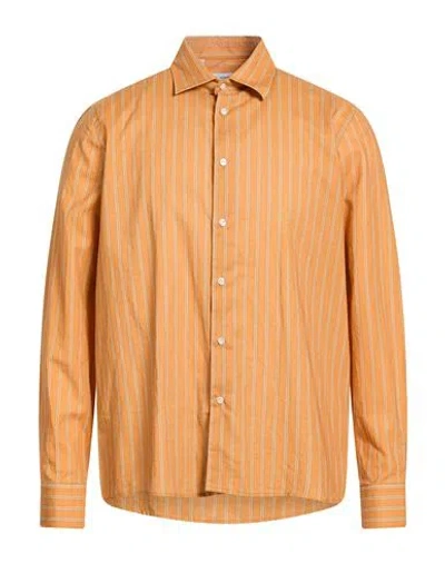 Manuel Ritz Man Shirt Orange Size 17 ½ Linen, Cotton In Multi