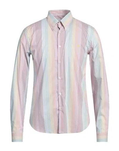 Manuel Ritz Man Shirt Pink Size 16 Cotton, Polyamide, Elastane In Multi