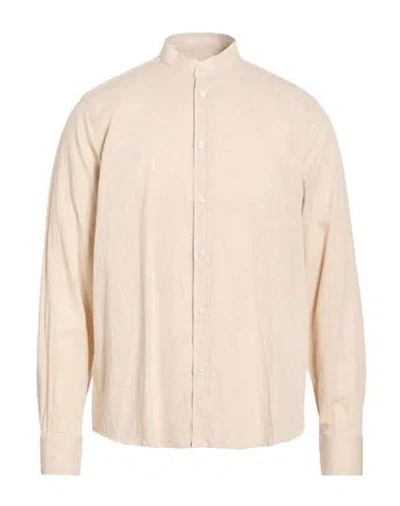 Manuel Ritz Man Shirt Sand Size 16 ½ Silk, Linen In Neutral