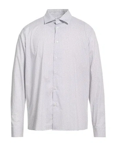 Manuel Ritz Man Shirt White Size 17 Cotton, Elastane In Gray