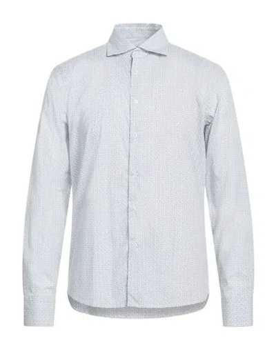 Manuel Ritz Man Shirt White Size 17 Cotton, Elastane In Gray