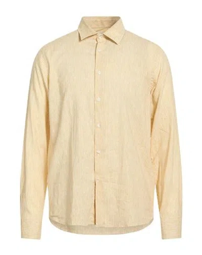 Manuel Ritz Man Shirt Yellow Size 17 Linen, Cotton In Neutral