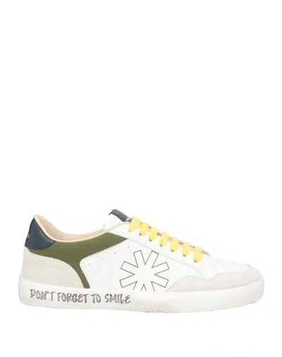 Manuel Ritz Man Sneakers White Size 10 Leather, Textile Fibers In Multi