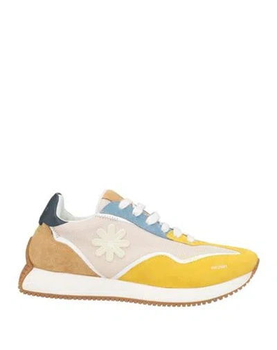 Manuel Ritz Man Sneakers Yellow Size 7 Leather, Textile Fibers, Synthetisches Material In Multi