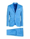 Manuel Ritz Man Suit Azure Size 48 Polyester, Elastane, Viscose In Blue