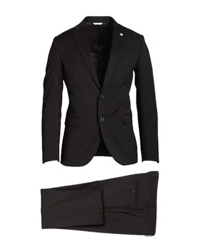 MANUEL RITZ MANUEL RITZ MAN SUIT BLACK SIZE 36 POLYESTER, VISCOSE, ELASTANE