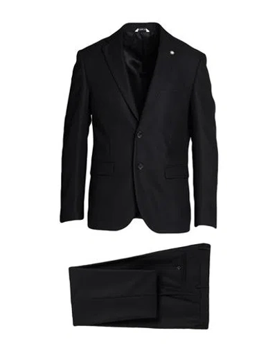 Manuel Ritz Man Suit Black Size 40 Polyester, Viscose, Elastane In Multi