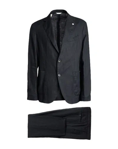 Manuel Ritz Man Suit Black Size 48 Linen In Black