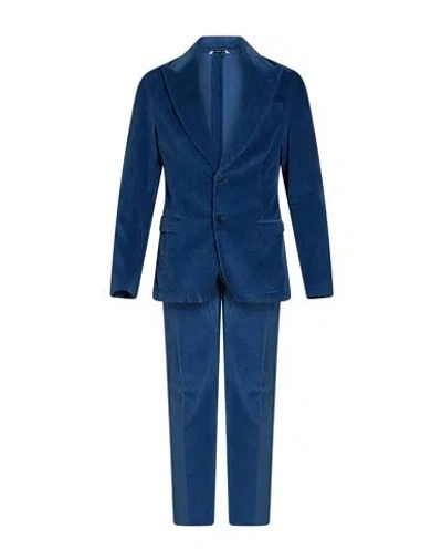 Manuel Ritz Man Suit Blue Size 38 Cotton, Elastane