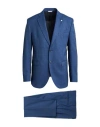 Manuel Ritz Man Suit Navy Size 42 Polyester, Wool, Elastane In Blue