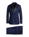 Manuel Ritz Single-breasted Buttoned Suit In Blue