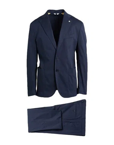 Manuel Ritz Man Suit Blue Size 44 Cotton, Polyamide, Elastane