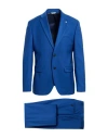 Manuel Ritz Man Suit Blue Size 44 Virgin Wool, Polyester, Elastane In Blue