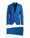 Manuel Ritz Man Suit Navy Size 42 Polyester, Wool, Elastane In Blue