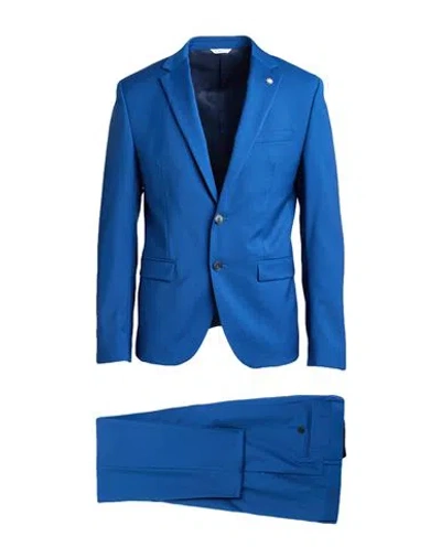MANUEL RITZ MANUEL RITZ MAN SUIT BRIGHT BLUE SIZE 42 WOOL, ELASTANE