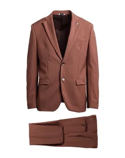 Manuel Ritz Man Suit Brown Size 40 Wool, Elastane
