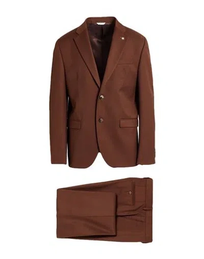Manuel Ritz Man Suit Brown Size 44 Polyester, Viscose, Elastane