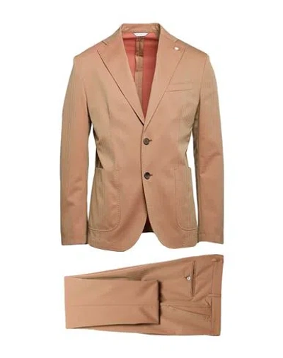 Manuel Ritz Man Suit Camel Size 40 Virgin Wool, Cotton, Elastane In Brown