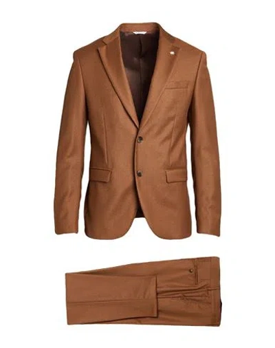 Manuel Ritz Man Suit Camel Size 42 Virgin Wool, Elastane In Brown