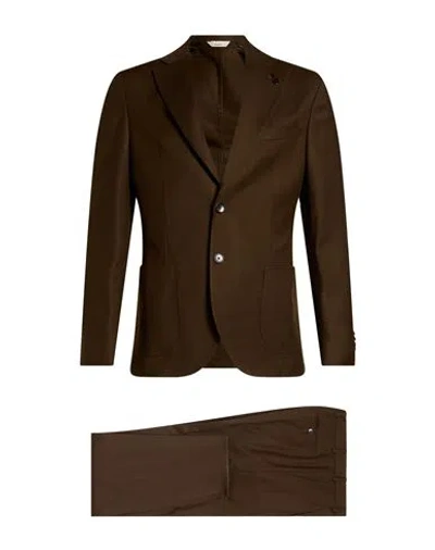 Manuel Ritz Man Suit Chocolate Brown Size 36 Wool, Elastane