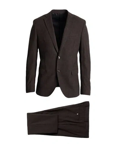 Manuel Ritz Man Suit Dark Brown Size 40 Polyester, Viscose, Elastane