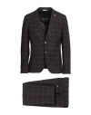 Manuel Ritz Man Suit Dark Brown Size 40 Polyester, Viscose, Elastane In Brown