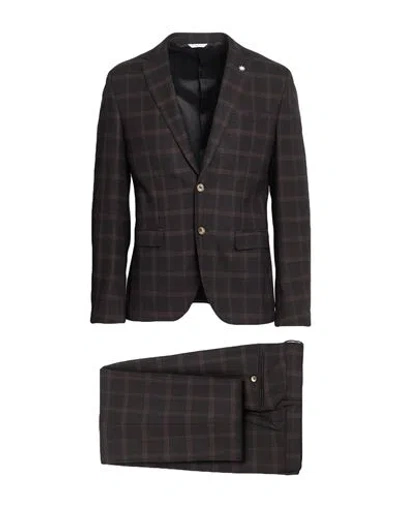 Manuel Ritz Man Suit Dark Brown Size 40 Polyester, Viscose, Elastane