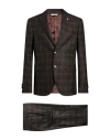Manuel Ritz Man Suit Dark Brown Size 40 Polyester, Viscose, Elastane In Multi