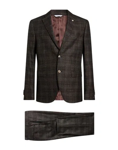 Manuel Ritz Man Suit Dark Brown Size 40 Polyester, Viscose, Elastane
