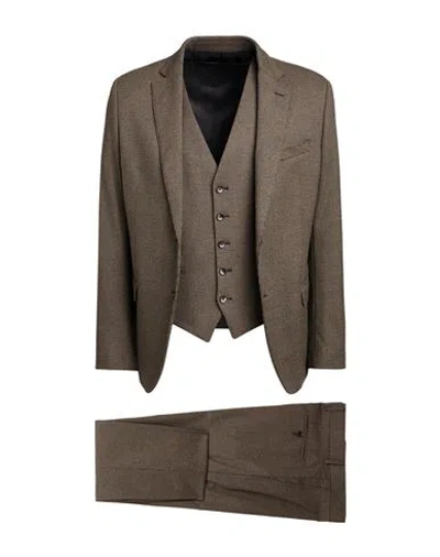 Manuel Ritz Man Suit Khaki Size 40 Polyester, Viscose, Elastane In Beige