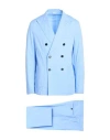 Manuel Ritz Man Suit Light Blue Size 42 Cotton, Elastane