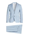 Manuel Ritz Man Suit Light Blue Size 42 Wool, Elastane In Blue