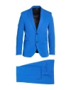 Manuel Ritz Man Suit Bright Blue Size 38 Polyester, Viscose, Elastane In Blue
