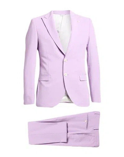 Manuel Ritz Man Suit Lilac Size 34 Polyester, Viscose, Elastane In Purple