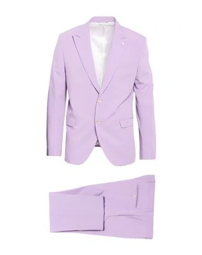 Manuel Ritz Man Suit Lilac Size 42 Polyester, Viscose, Elastane In Purple
