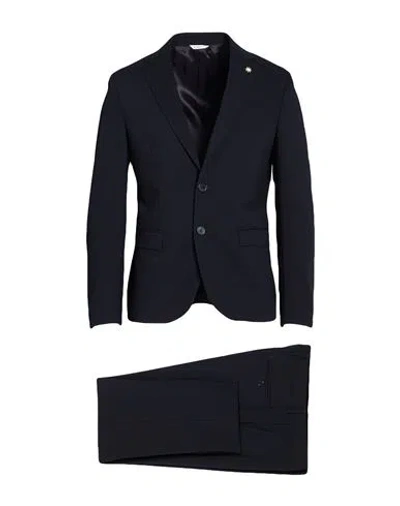 Manuel Ritz Man Suit Midnight Blue Size 46 Polyester, Viscose, Elastane In Black