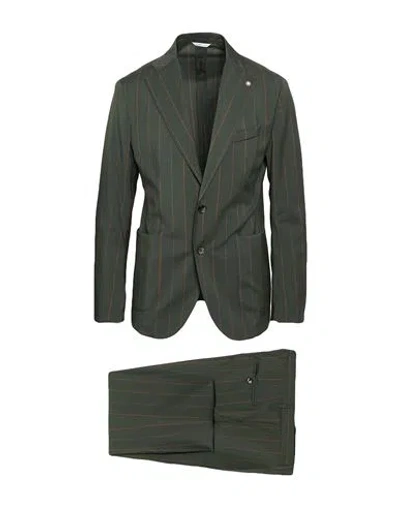 Manuel Ritz Man Suit Military Green Size 42 Virgin Wool