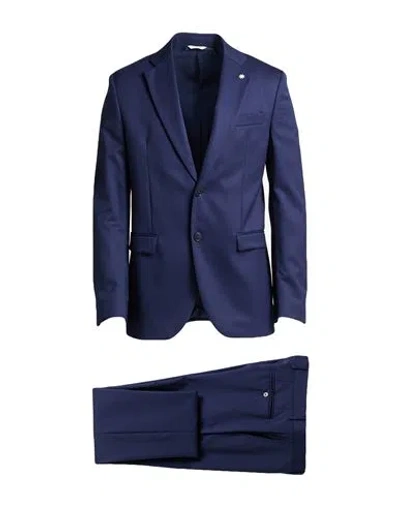 Manuel Ritz Man Suit Navy Size 40 Virgin Wool, Elastane In Blue