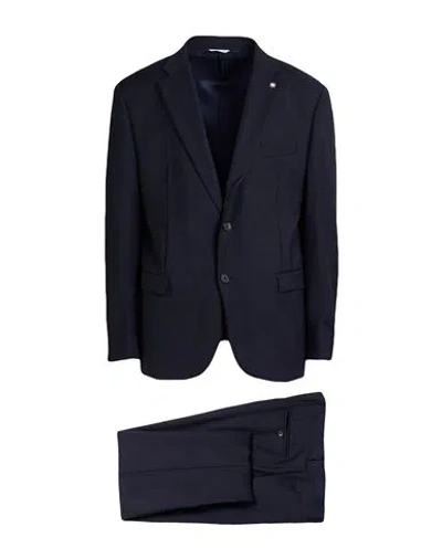 Manuel Ritz Man Suit Navy Size 44 Virgin Wool In Blue