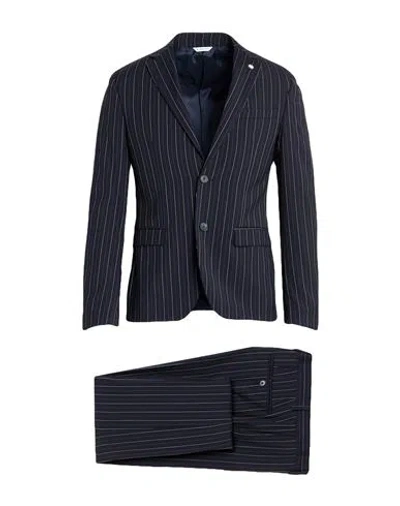 MANUEL RITZ MANUEL RITZ MAN SUIT NAVY SIZE 44 WOOL, ELASTANE