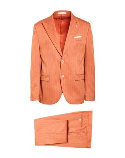 Manuel Ritz Man Suit Orange Size 46 Polyester, Elastane, Viscose