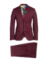 Manuel Ritz Man Suit Plum Size 34 Polyester, Viscose, Elastane In Purple