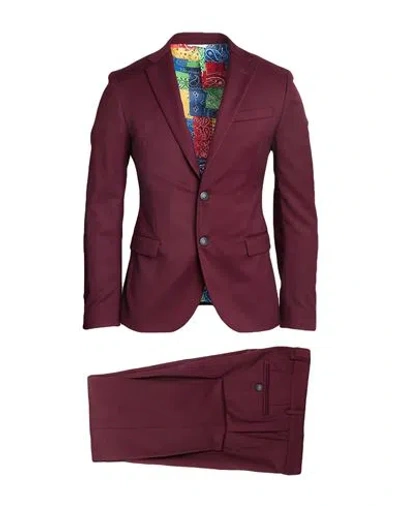 Manuel Ritz Man Suit Plum Size 34 Polyester, Viscose, Elastane In Purple
