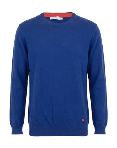 Manuel Ritz Man Sweater Bright Blue Size L Merino Wool