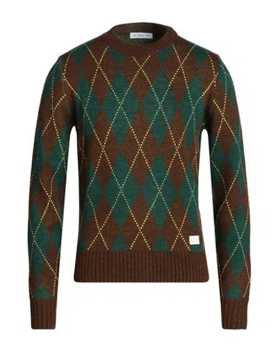 Manuel Ritz Man Sweater Brown Size M Acrylic, Wool, Viscose, Alpaca Wool In Multi