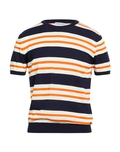 Manuel Ritz Man Sweater Midnight Blue Size L Cotton In Multi