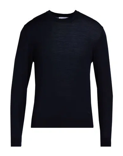 Manuel Ritz Man Sweater Midnight Blue Size S Virgin Wool In Animal Print