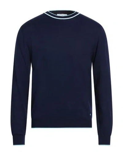 Manuel Ritz Man Sweater Navy Size M Linen, Cotton In Blue