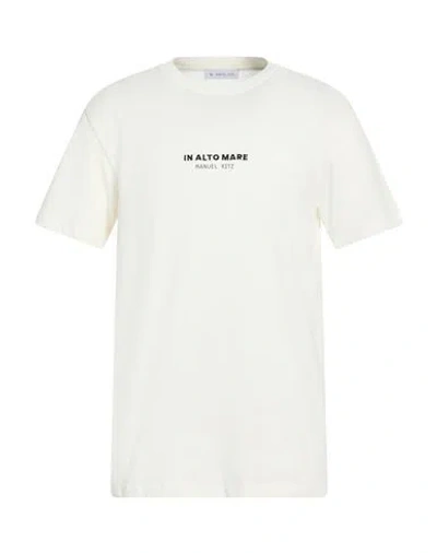 Manuel Ritz Man T-shirt Cream Size L Cotton In White