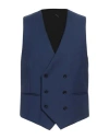 Manuel Ritz Man Tailored Vest Navy Size 42 Wool, Elastane In Navy